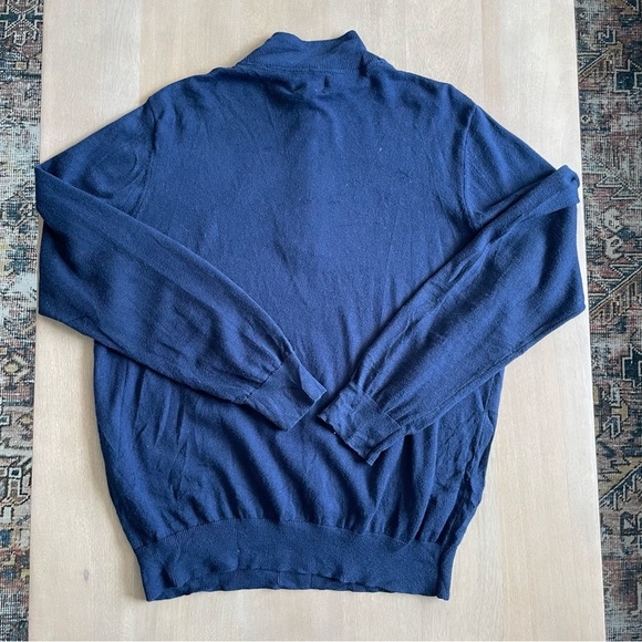 L.L. Bean Men's Navy Wicked Soft Cotton/Cashmere Sweater, Quarter-Zip - Picture 7 of 10